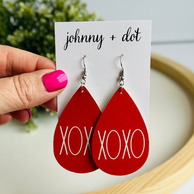 XOXO Faux Leather Teardrop Earrings