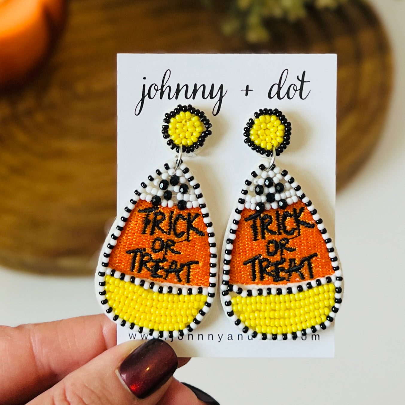 Trick or Treat Candy Corn Teardrop Earrings