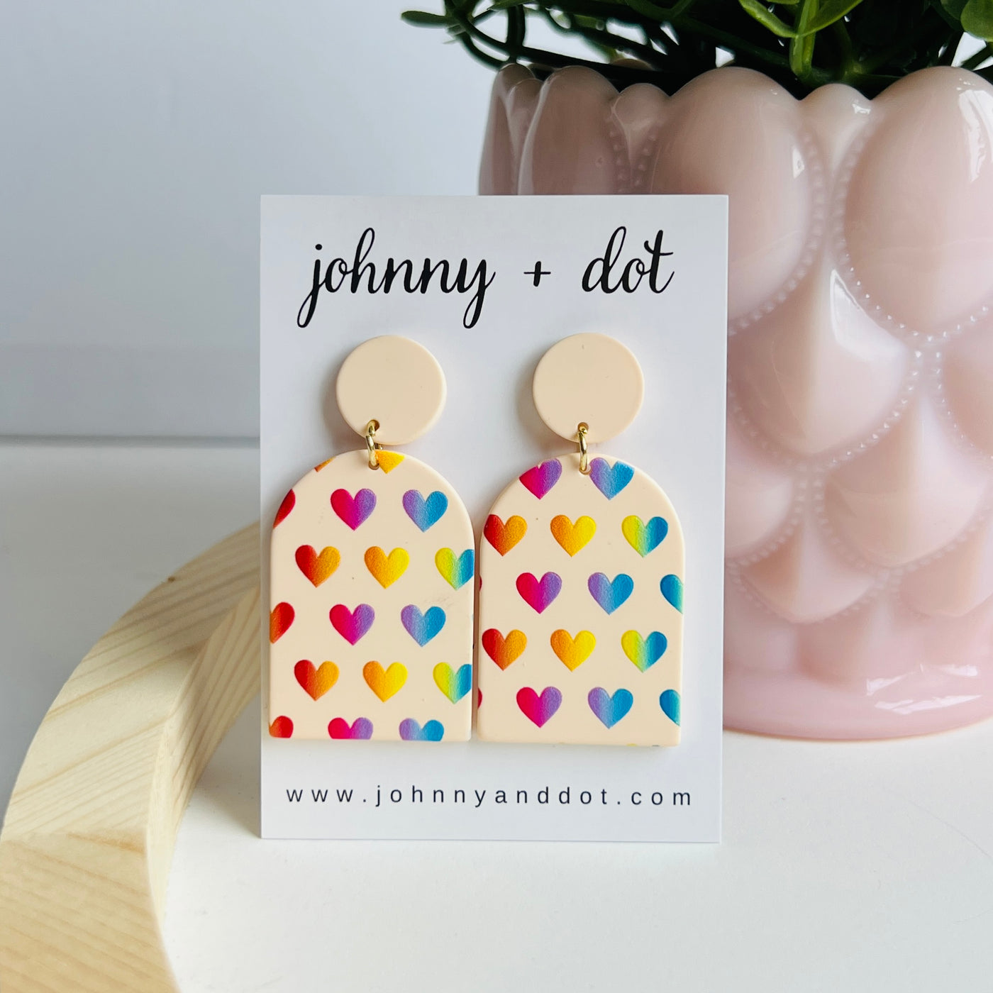 Arched Rainbow Heart Earrings