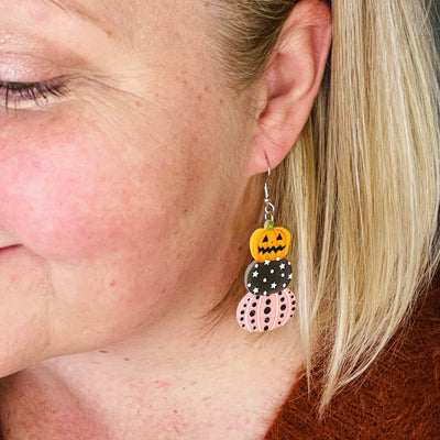 Acetate Stacked Pumpkin Trio Earrings