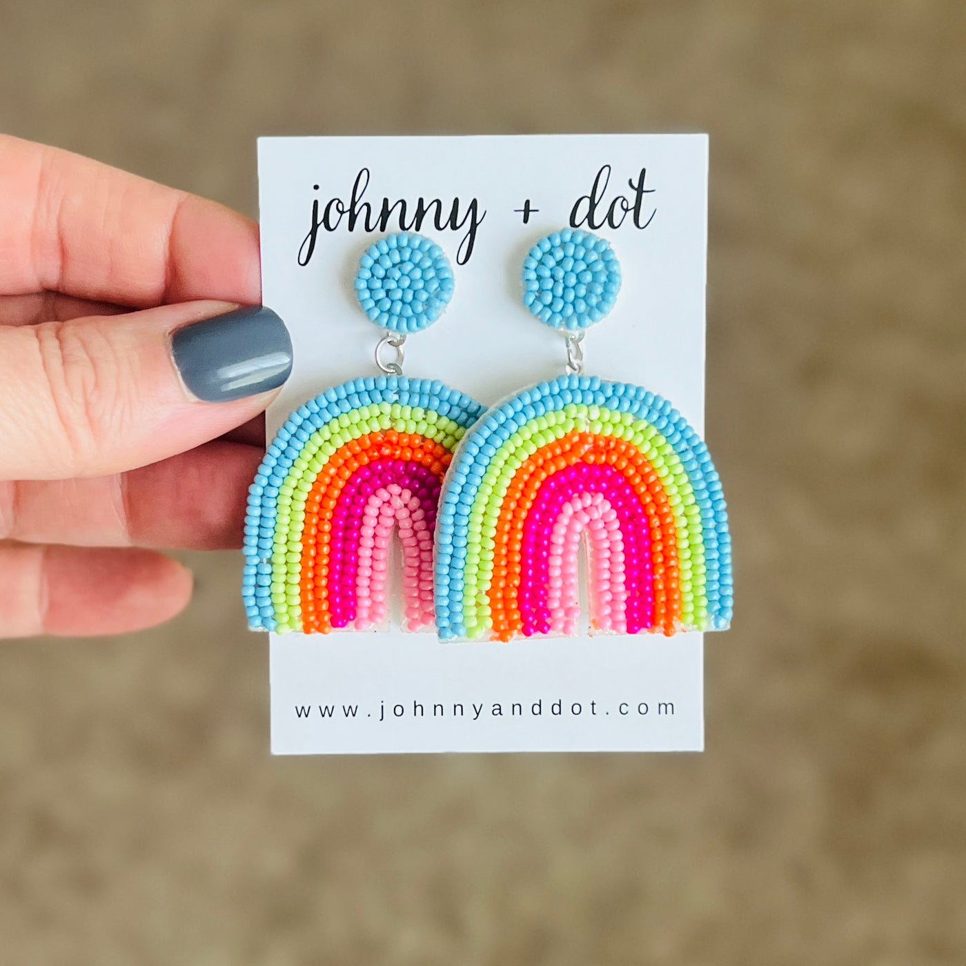 Beaded Pastel Rainbow Earrings