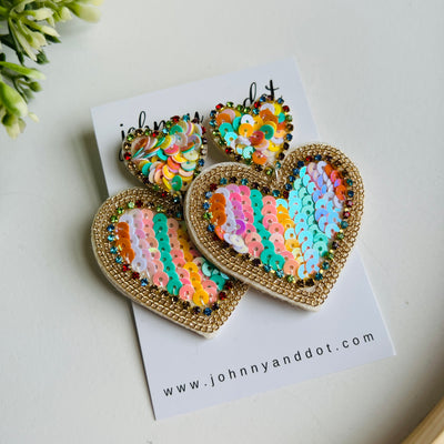 Pastel Sequined Heart Earrings