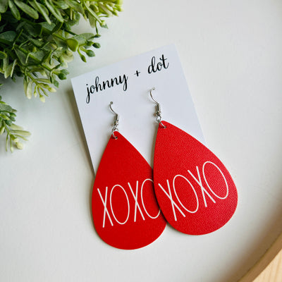 XOXO Faux Leather Teardrop Earrings