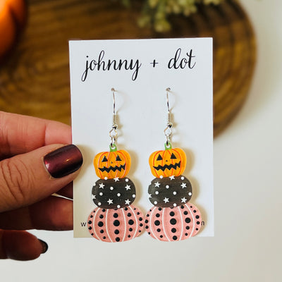 Acetate Stacked Pumpkin Trio Earrings