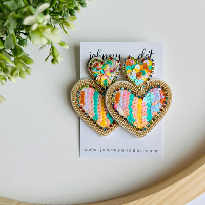 Pastel Sequined Heart Earrings