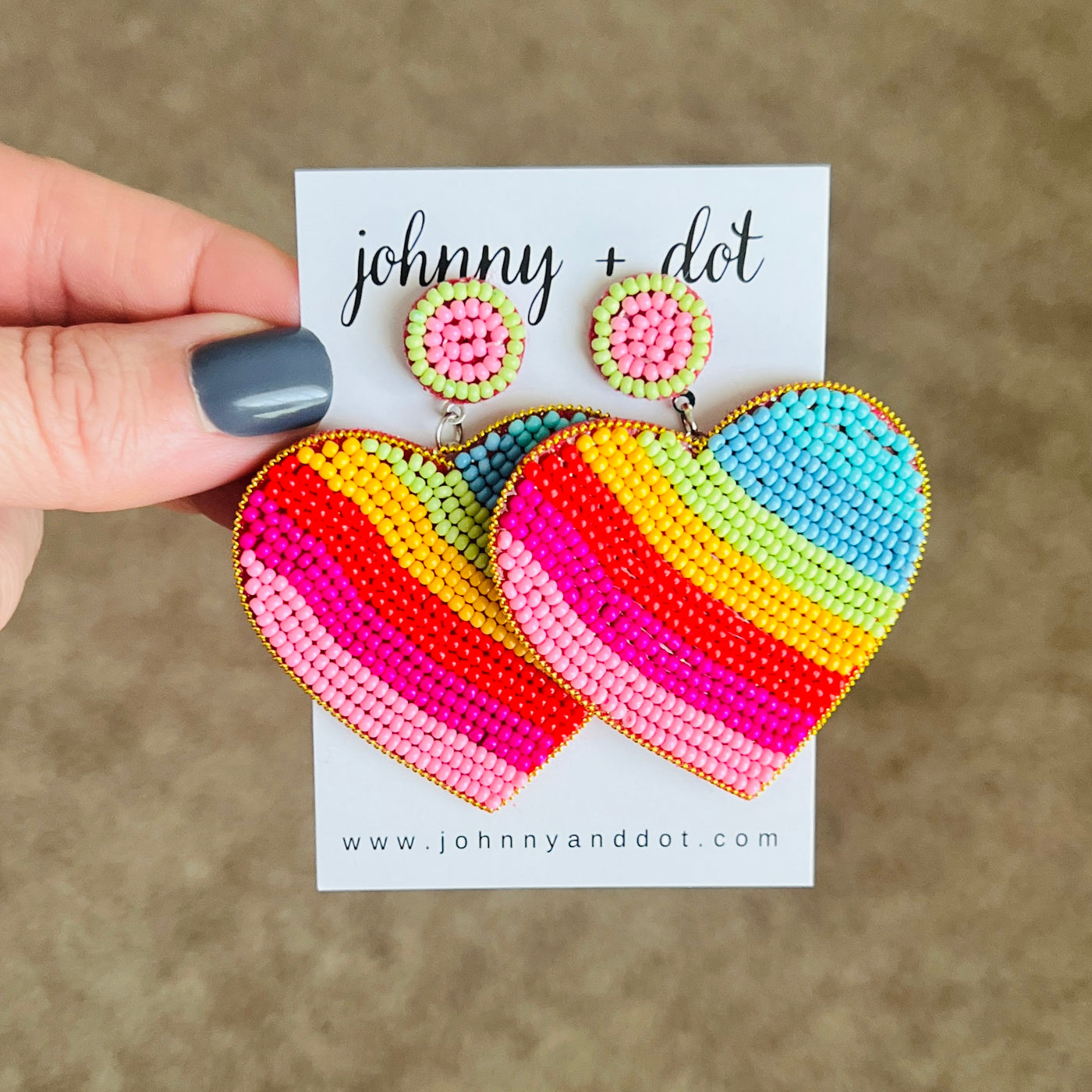 Beaded Joyful Heart Earrings