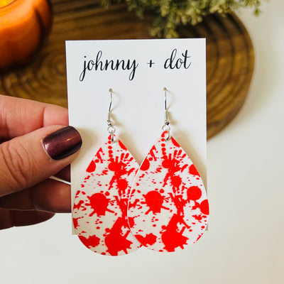 Blood Splatter Teardrop Shaped Earrings