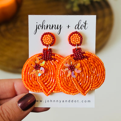 Beaded Pumpkin Earrings