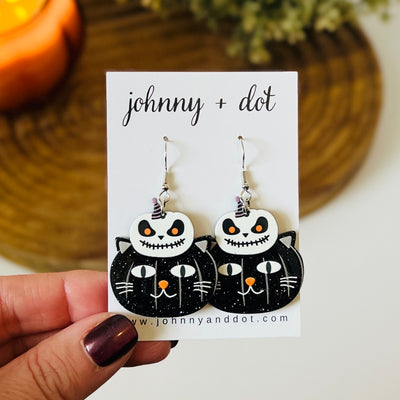 Acetate Black Cat Earrings