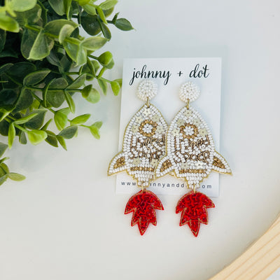 Beaded Blast Off Rocket Earrings