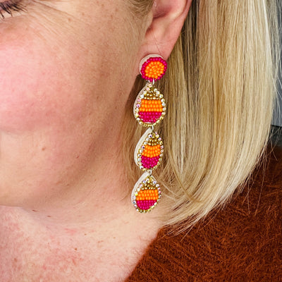 Beaded Candy Corn Dangle Earrings