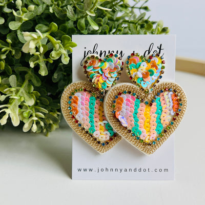 Pastel Sequined Heart Earrings