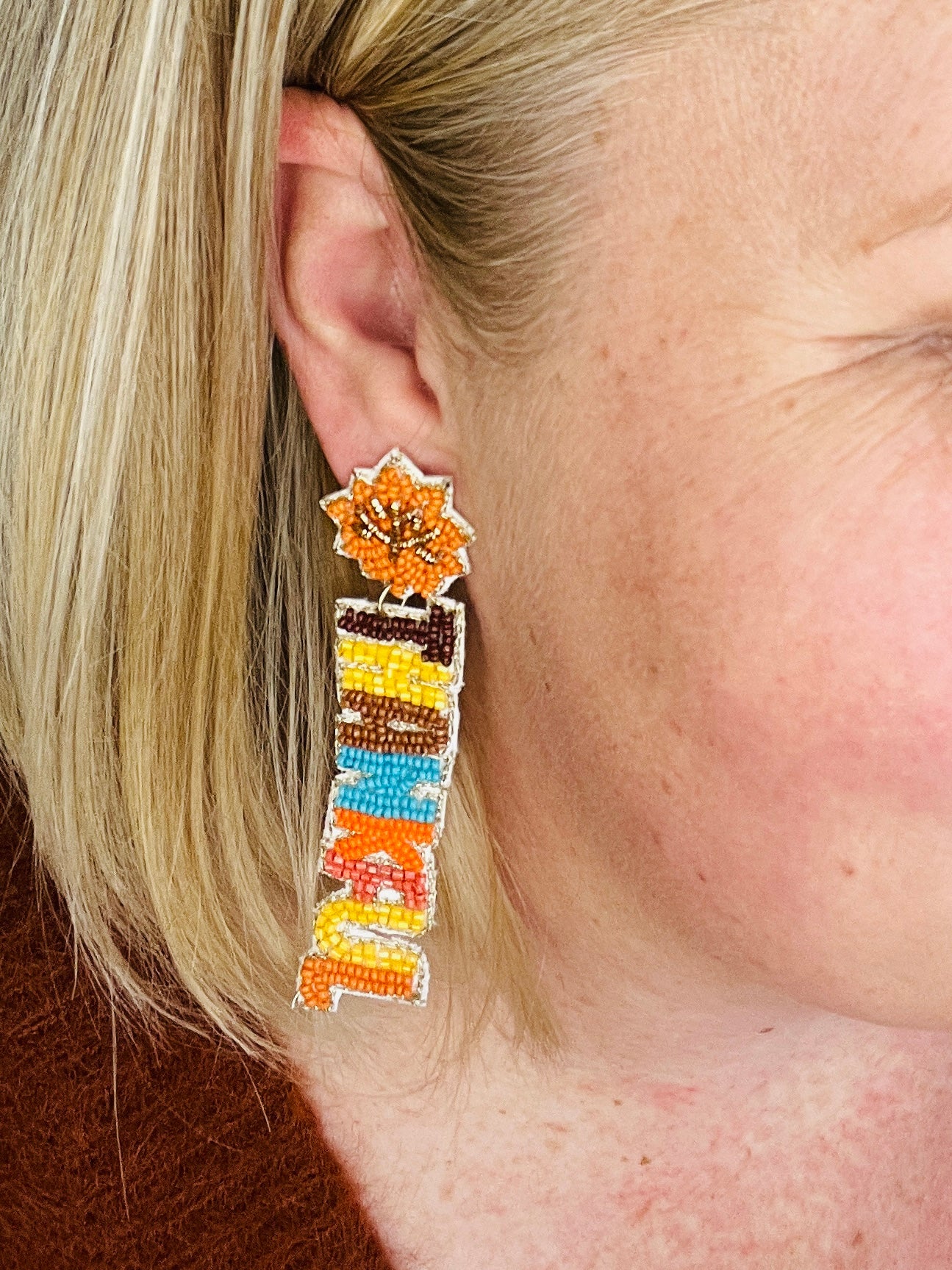 Beaded THANKFUL Earrings