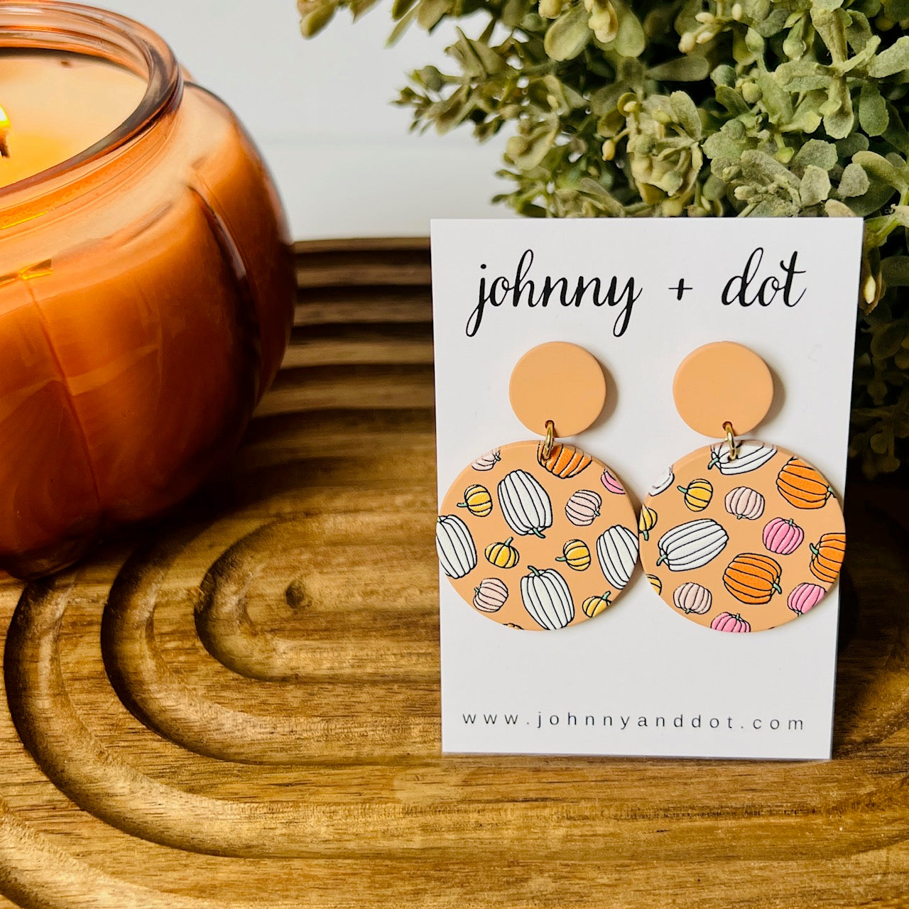 Round Pumpkin Collage Earrings