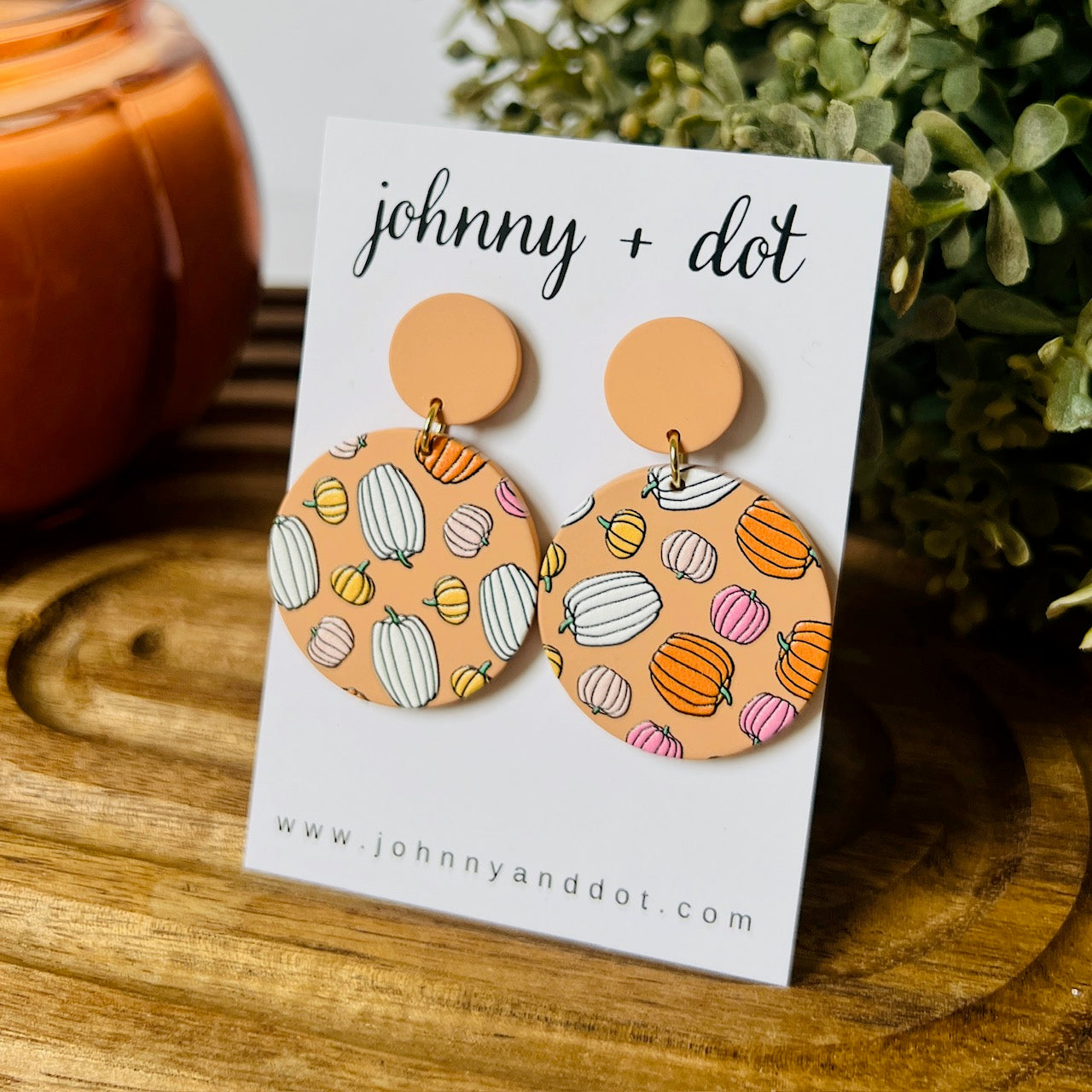 Round Pumpkin Collage Earrings