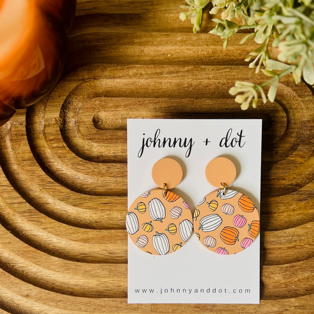 Round Pumpkin Collage Earrings