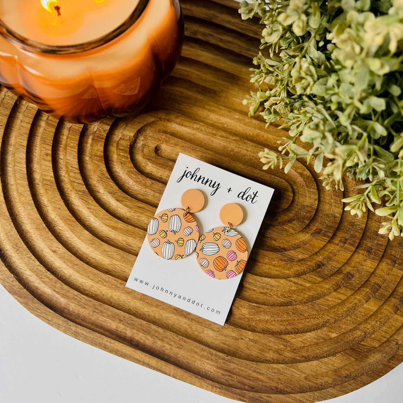 Round Pumpkin Collage Earrings