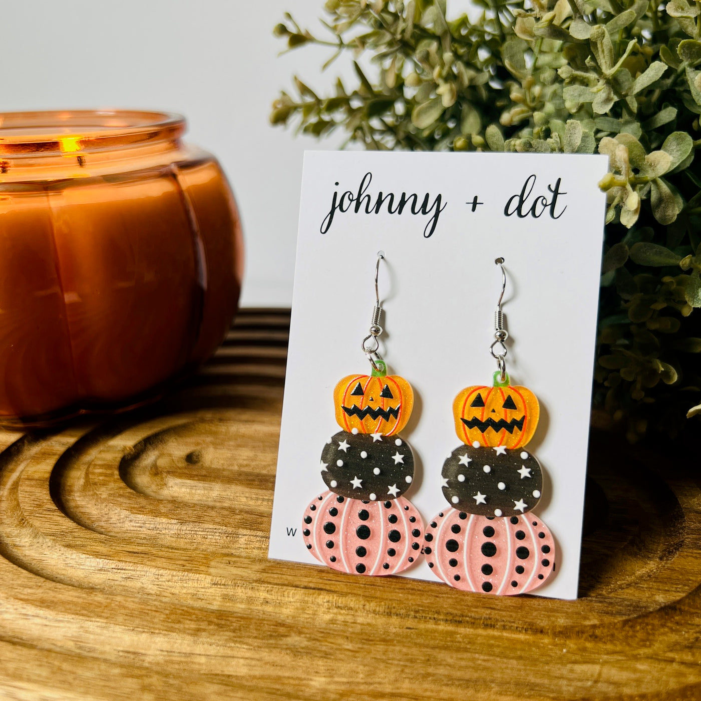 Acetate Stacked Pumpkin Trio Earrings