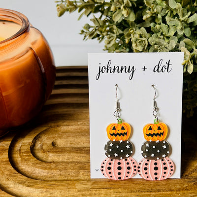 Acetate Stacked Pumpkin Trio Earrings