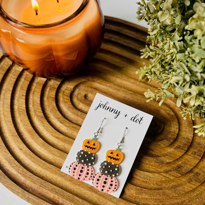 Acetate Stacked Pumpkin Trio Earrings