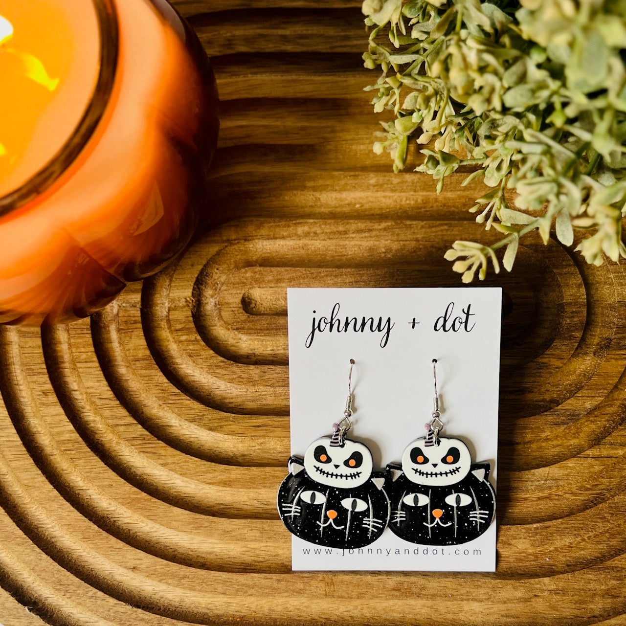 Acetate Black Cat Earrings