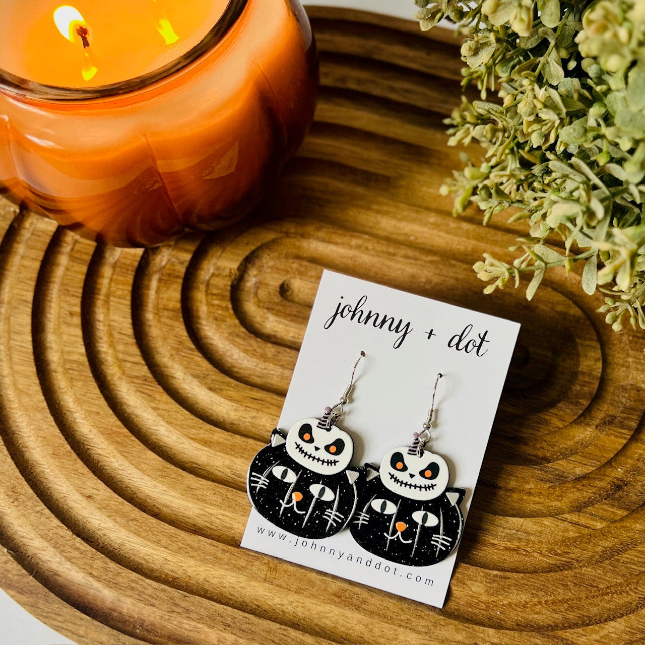 Acetate Black Cat Earrings