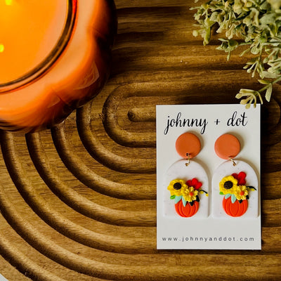 Clay Floral Pumpkin Earrings