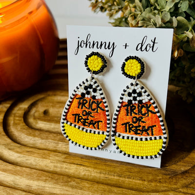 Trick or Treat Candy Corn Teardrop Earrings