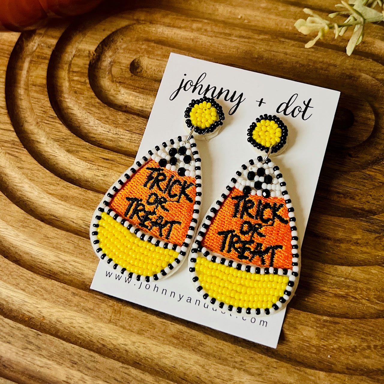 Trick or Treat Candy Corn Teardrop Earrings