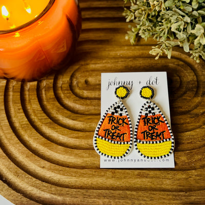 Trick or Treat Candy Corn Teardrop Earrings