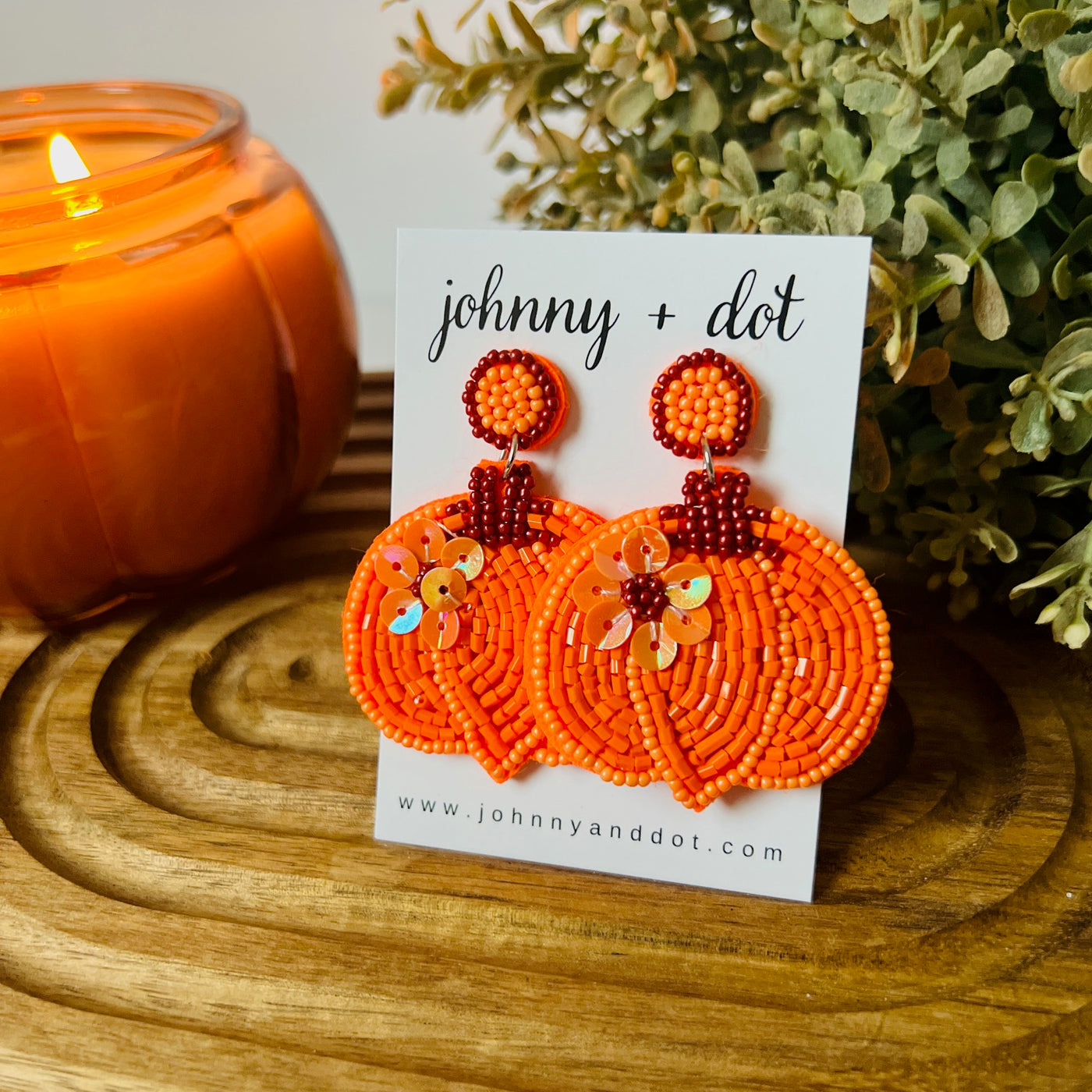 Beaded Pumpkin Earrings