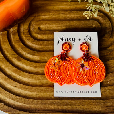 Beaded Pumpkin Earrings