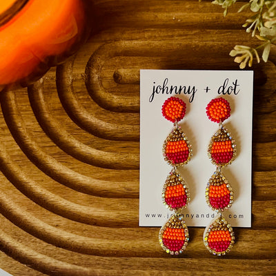 Beaded Candy Corn Dangle Earrings