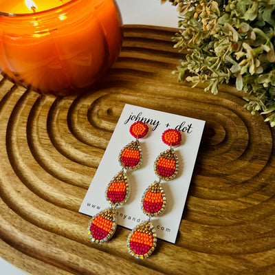 Beaded Candy Corn Dangle Earrings