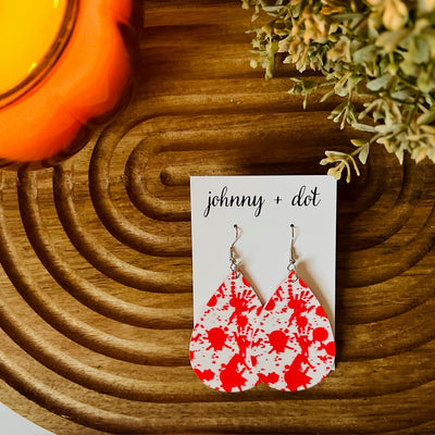 Blood Splatter Teardrop Shaped Earrings