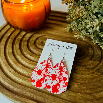 Blood Splatter Teardrop Shaped Earrings