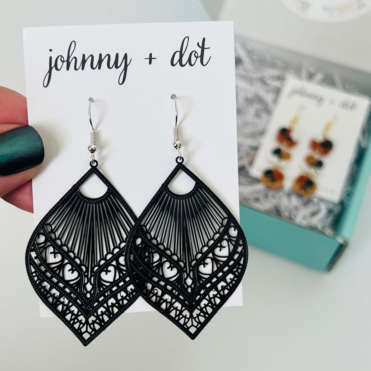 Black Filigree Statement Earrings