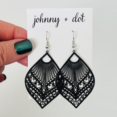 Black Filigree Statement Earrings