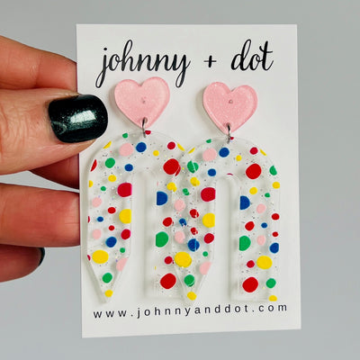 U-Shape Acrylic Polka Dot Pencil Earrings