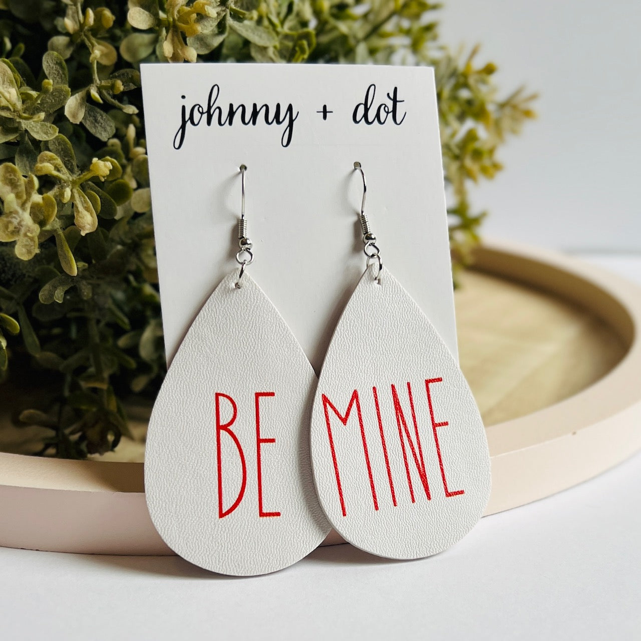 Be Mine Faux Leather Teardrop Earrings