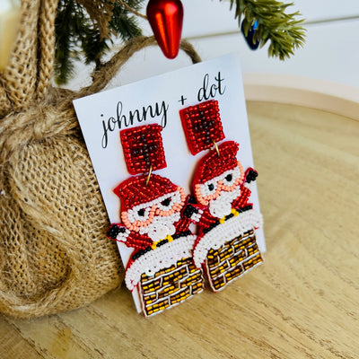 Beaded Santa Chimney Earrings