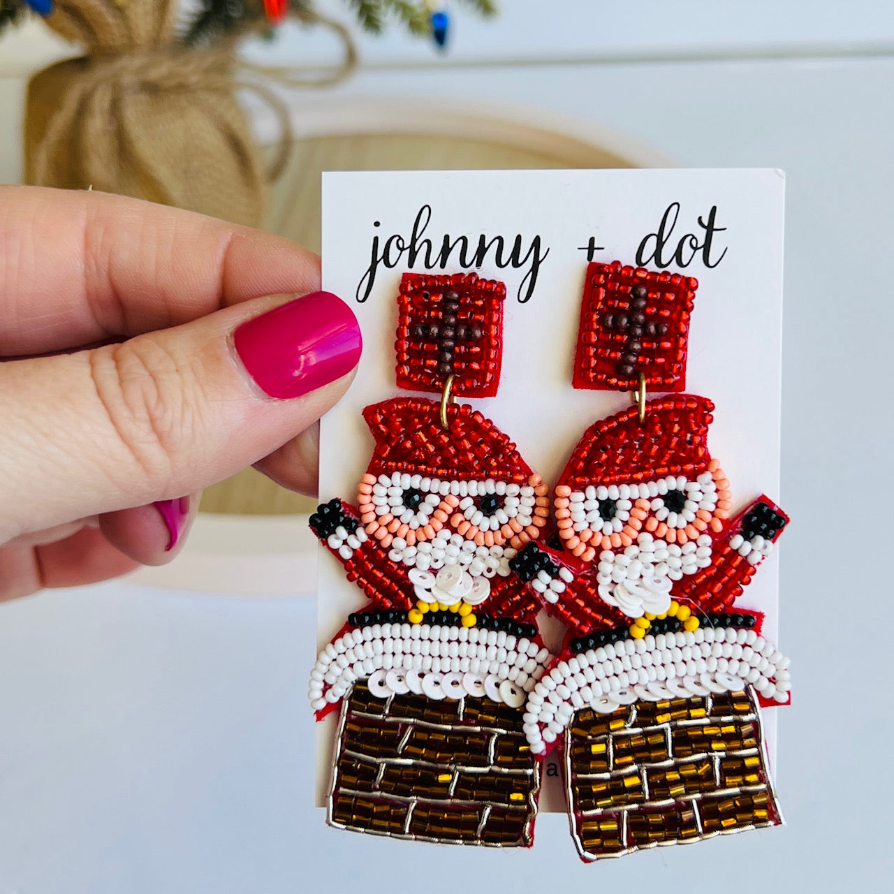 Beaded Santa Chimney Earrings