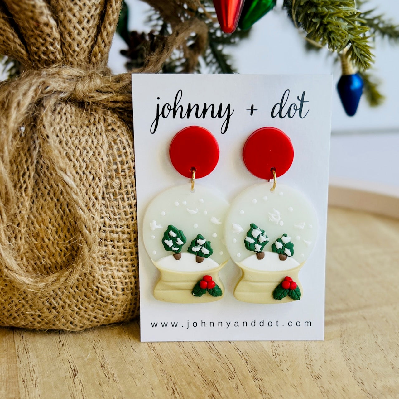 Snow Globe Polymer Clay Earrings