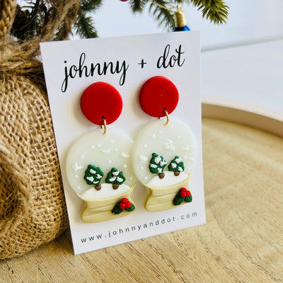 Snow Globe Polymer Clay Earrings