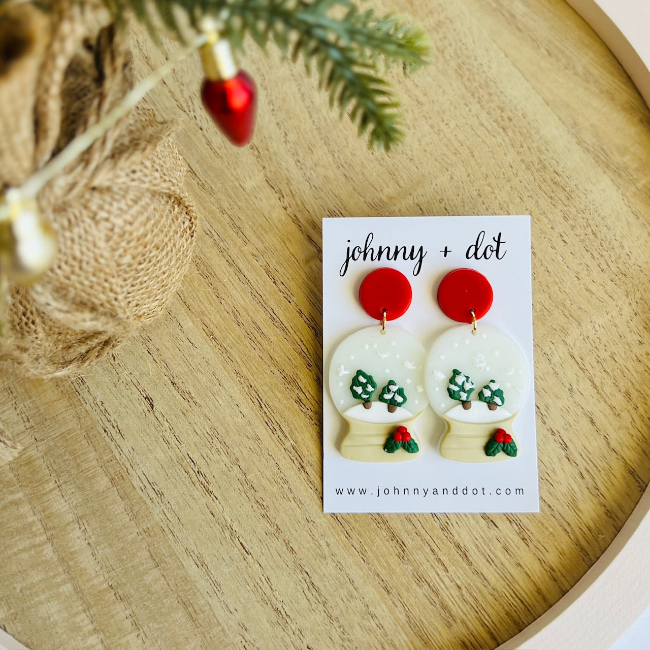 Snow Globe Polymer Clay Earrings