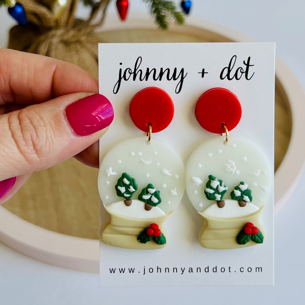 Snow Globe Polymer Clay Earrings