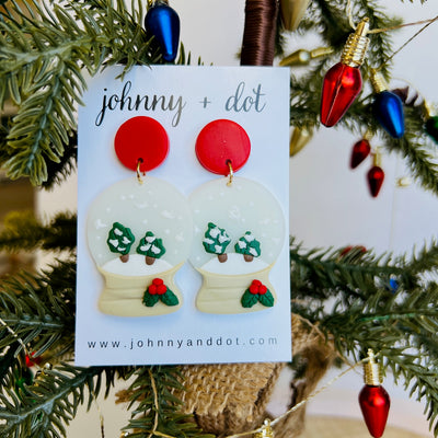 Snow Globe Polymer Clay Earrings