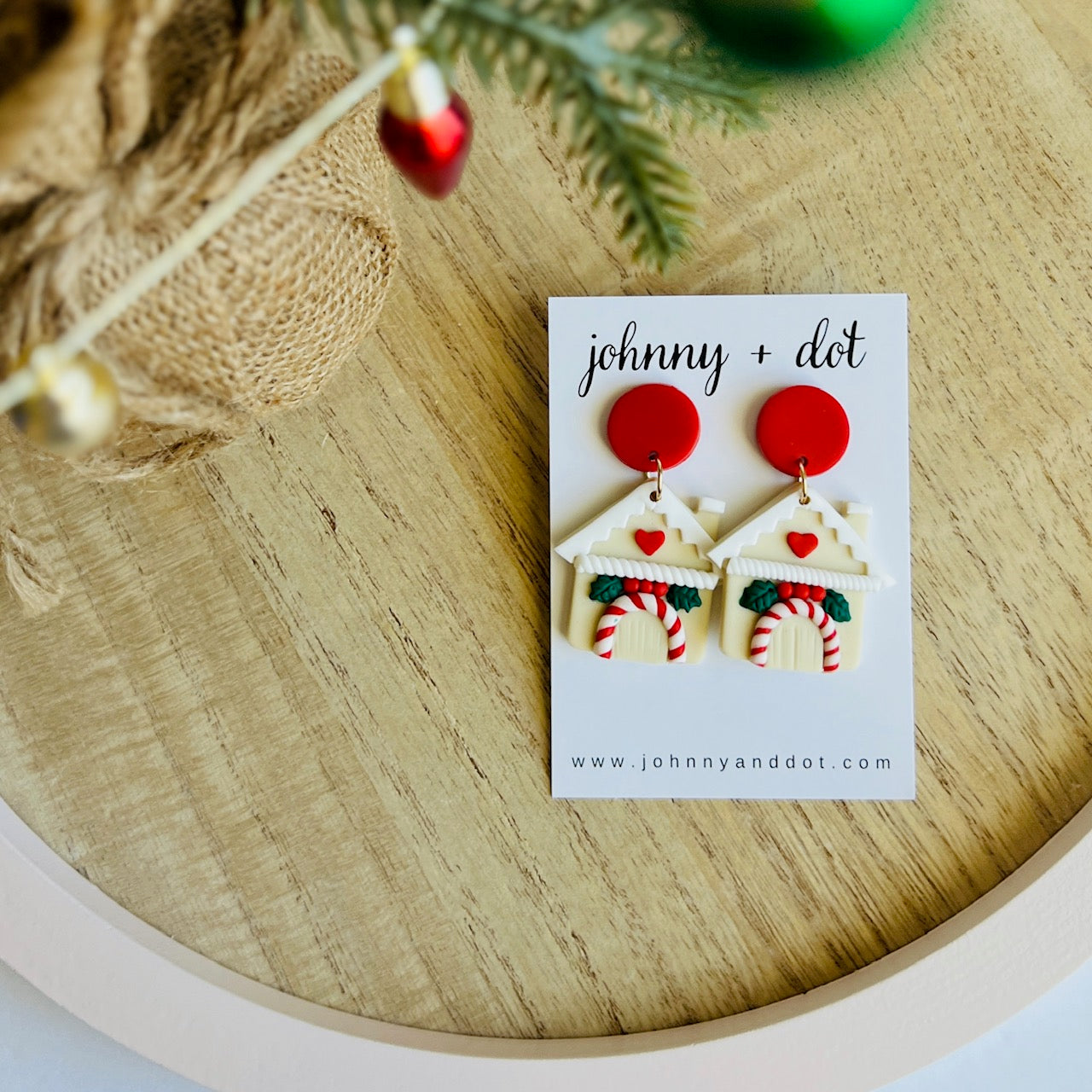 Christmas Cottage Polymer Clay Earrings