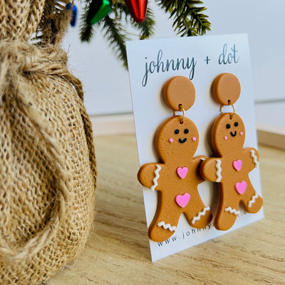 Gingerbread Man Polymer Clay Earrings