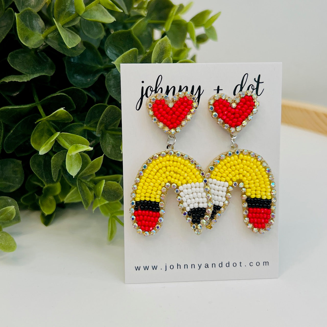 Mini U-Shaped Beaded Pencil Earrings